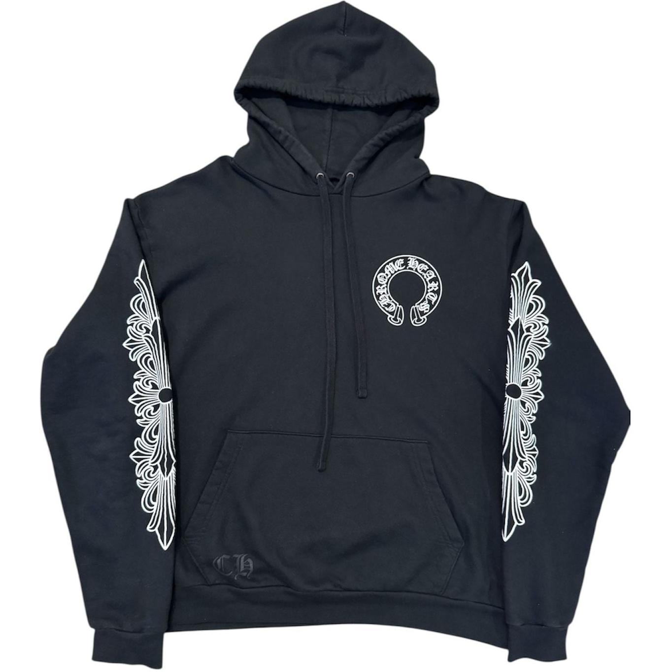 Chrome Hearts Horse Shoe Floral Hoodie Black - Like New