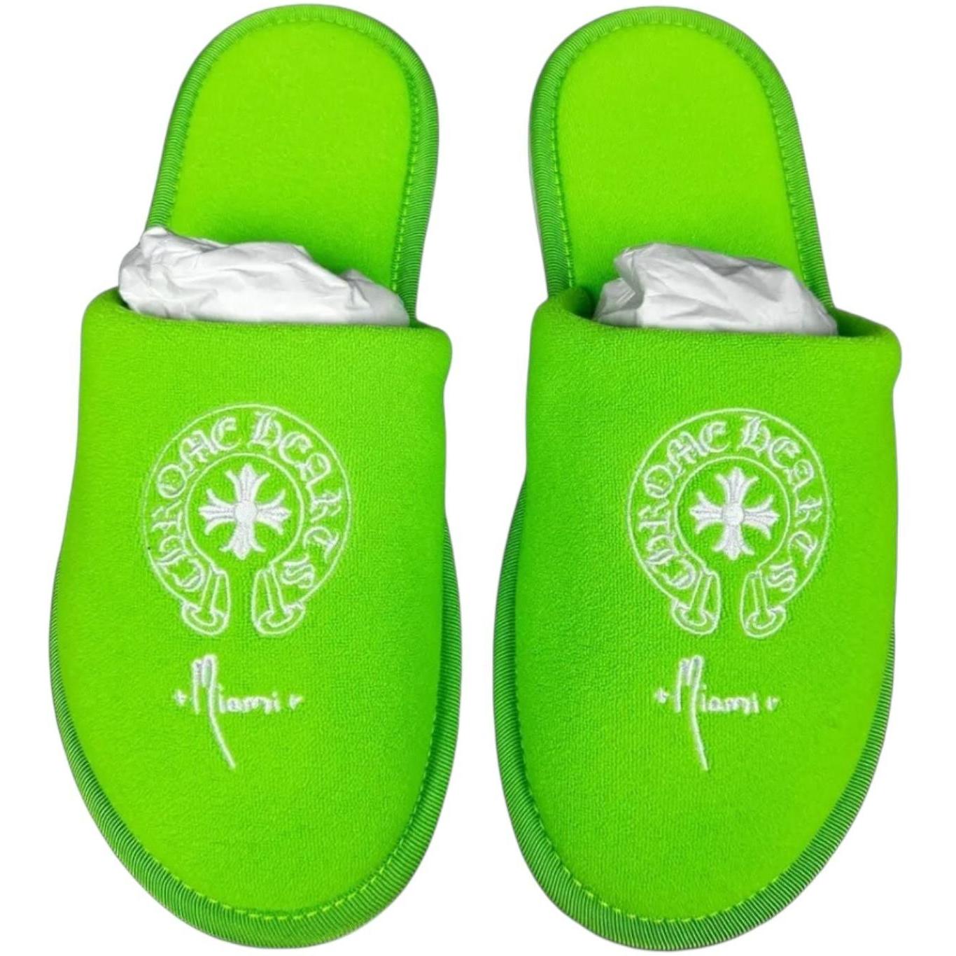 Chrome Hearts Hotel Slippers Miami Exclusive Neon Green