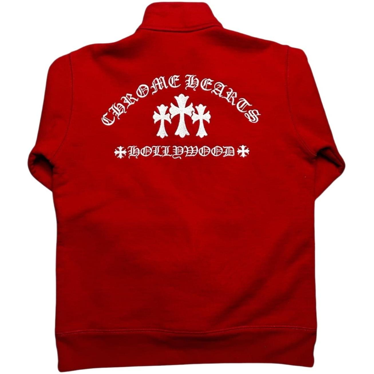 Chrome Hearts King Taco Embroidered Quarter Zip Red