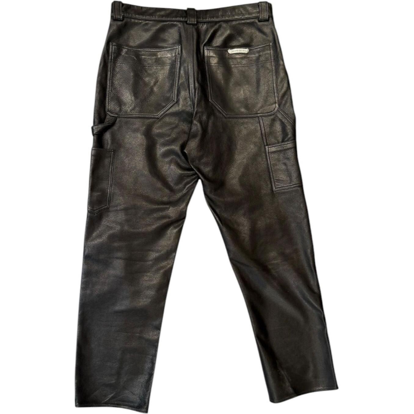 Chrome Hearts Leather Cross Patch Fleur Knee Pants - Like New