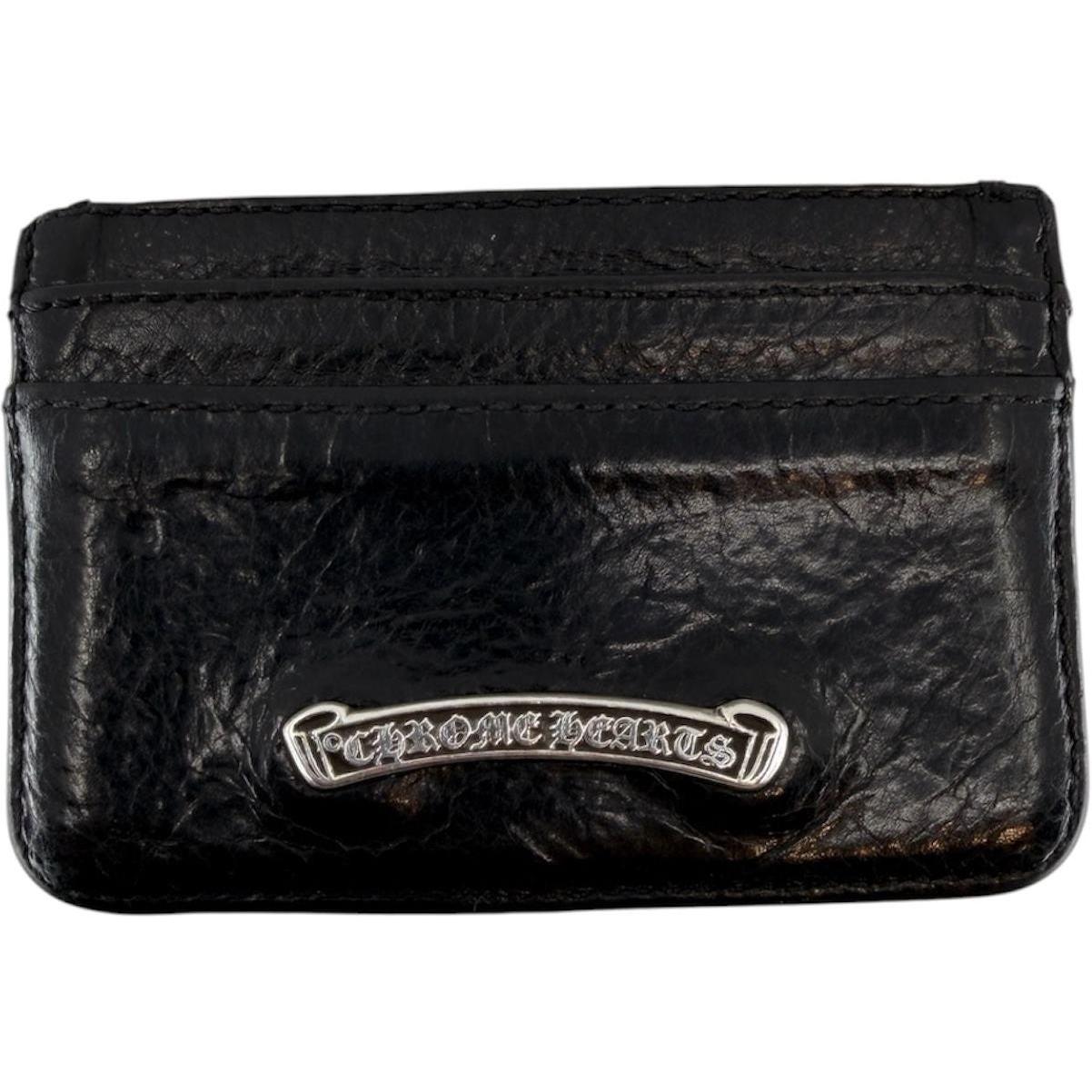 Chrome Hearts Leather Dagger Scroll Card Holder Black - Like New