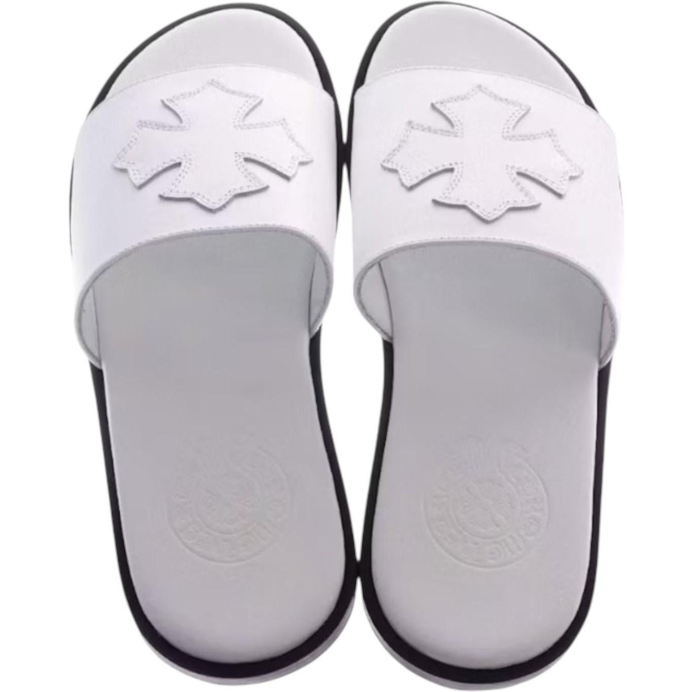 Chrome Hearts Leather Slides White