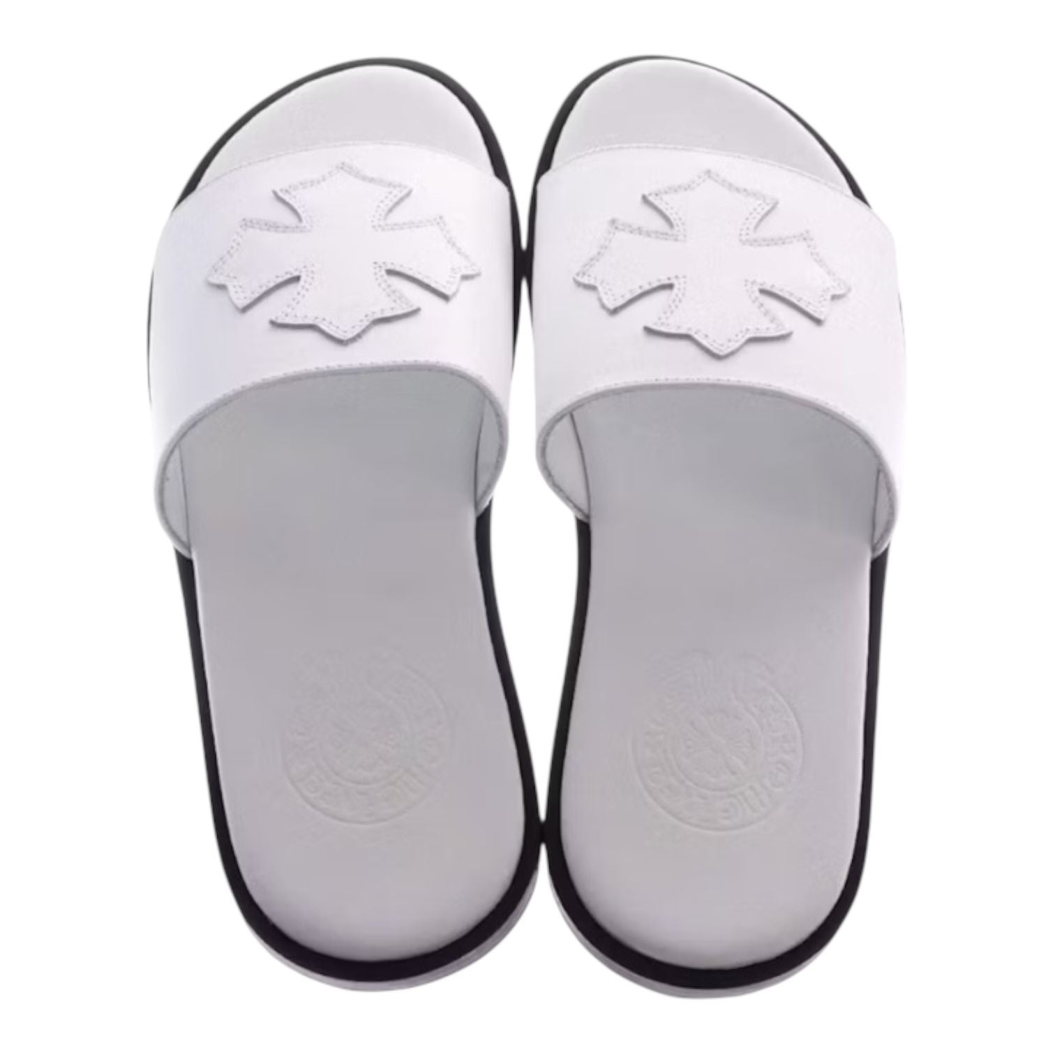 Chrome Hearts Leather Slides White