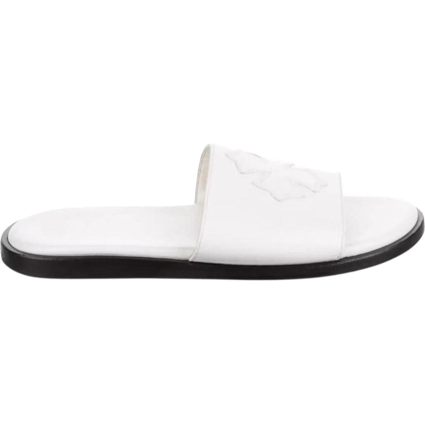 Chrome Hearts Leather Slides White
