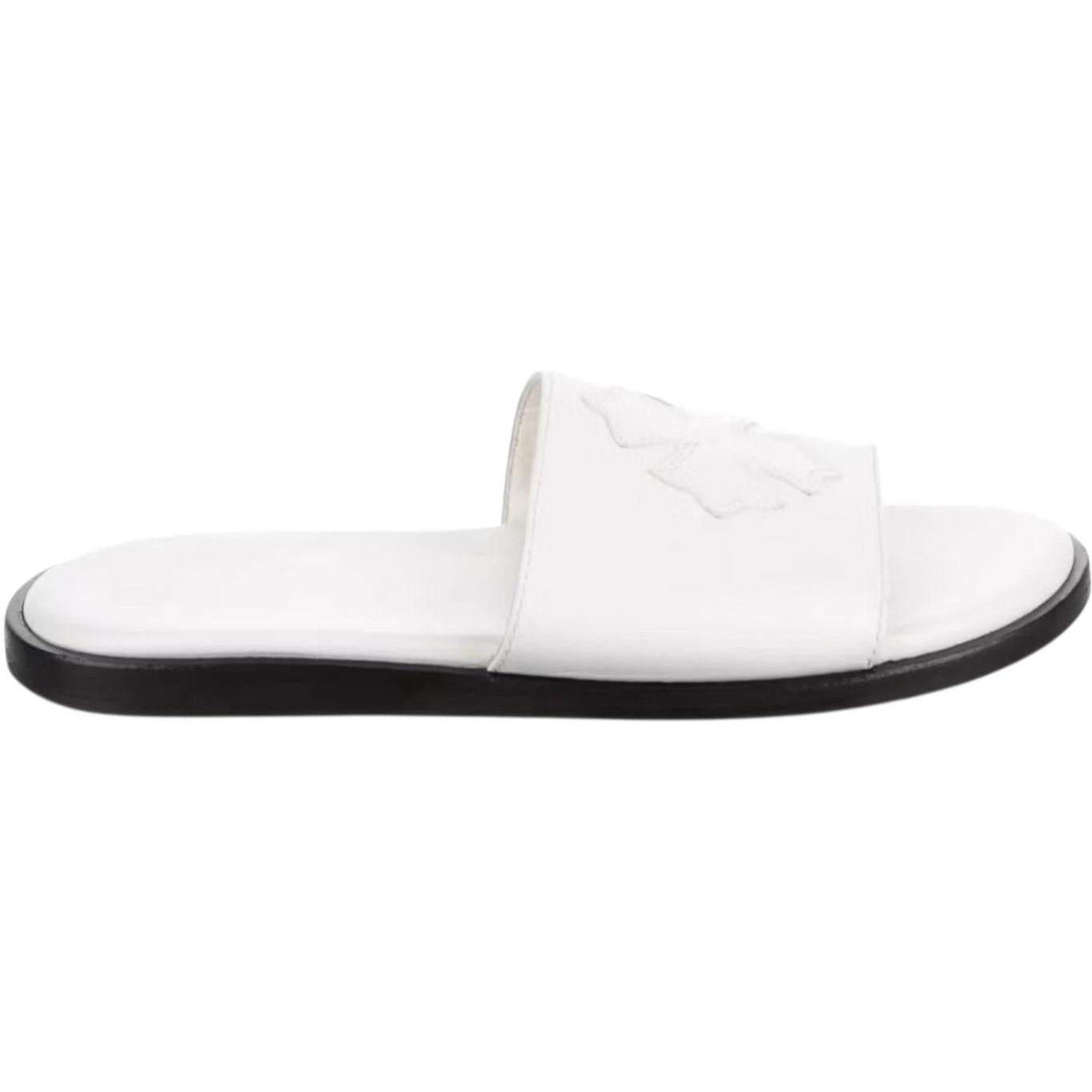 Chrome Hearts Leather Slides White