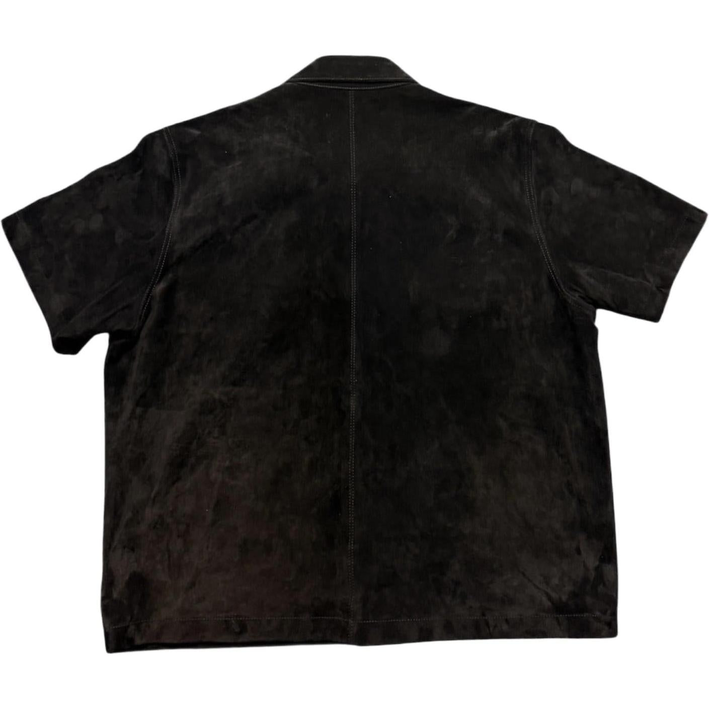 Chrome Hearts Leather Suede Short Sleeve Shirt Black
