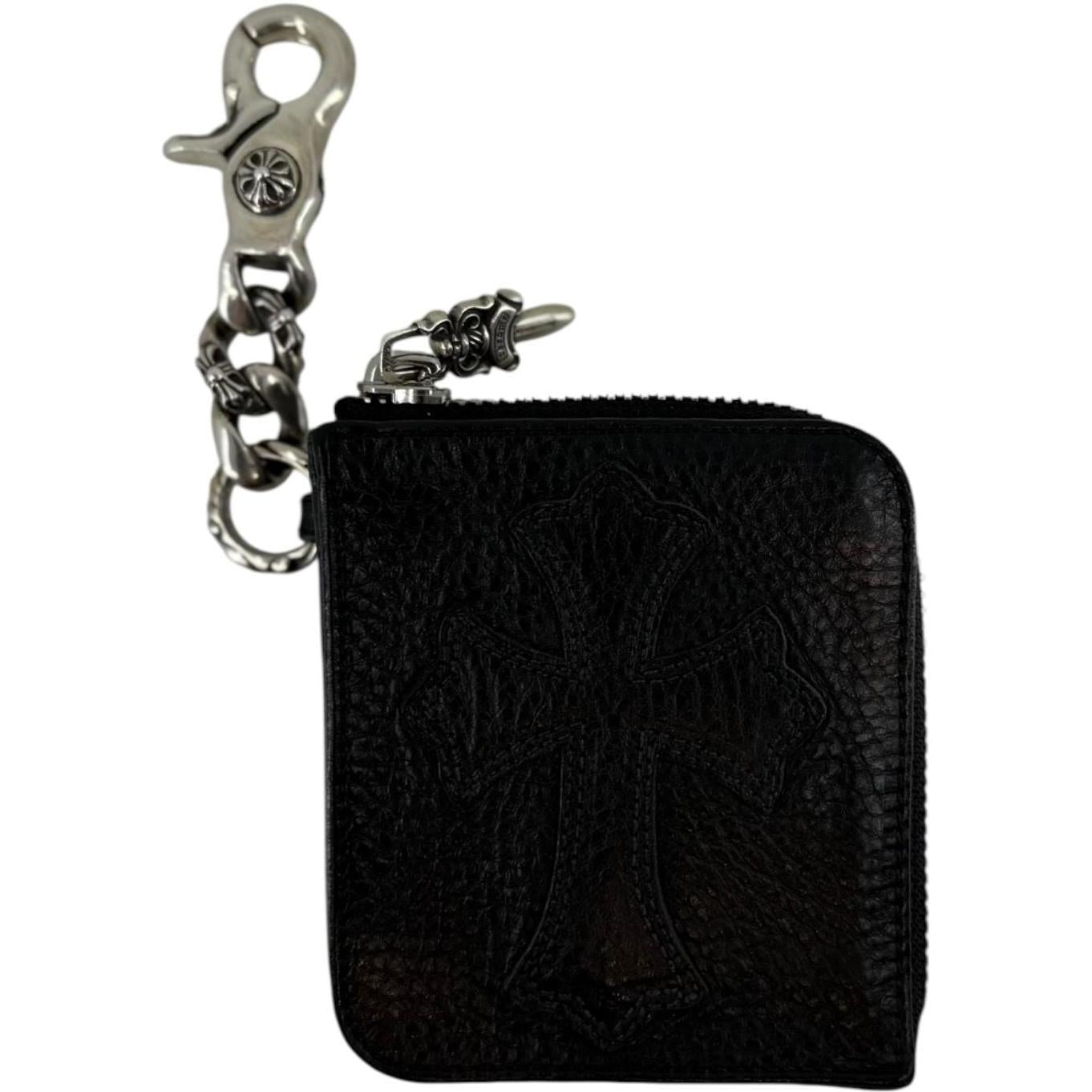 Chrome Hearts Leather Tiny Zip Cemetery Cross Patch Wallet