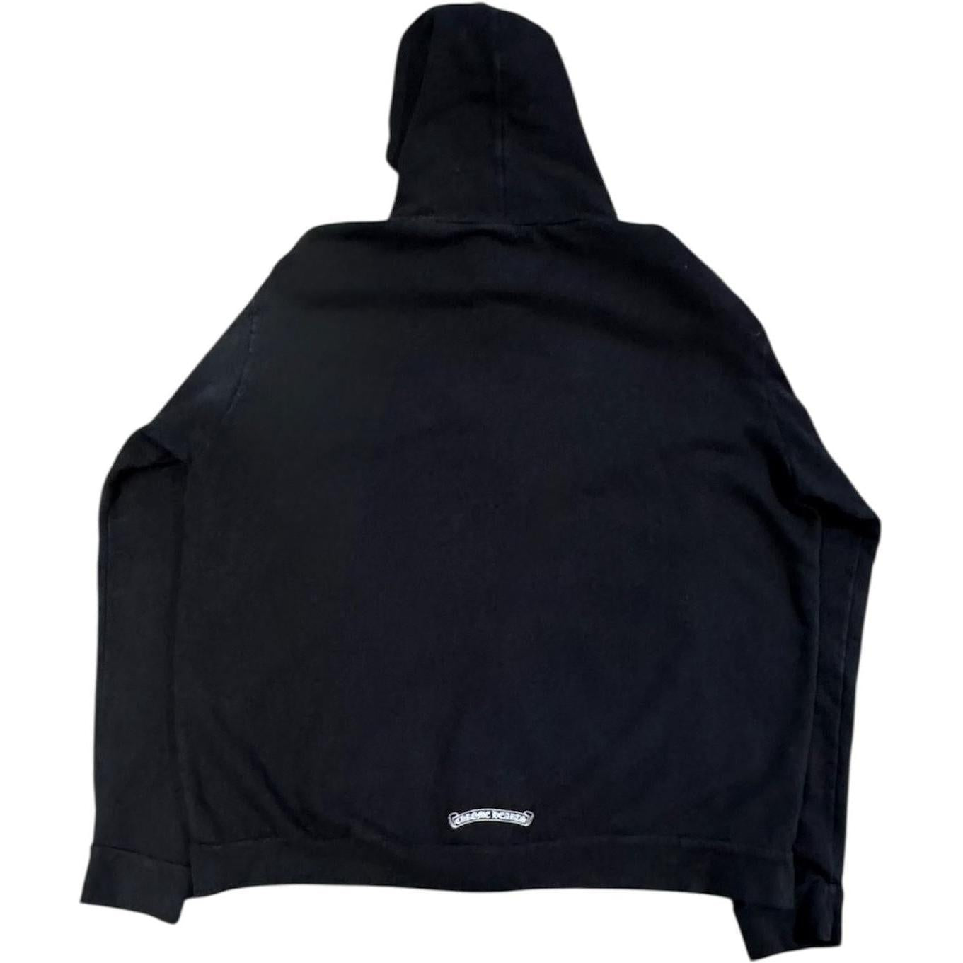 Chrome Hearts Letters Sleeve Fleece Zip Up Hoodie Black/White - Used