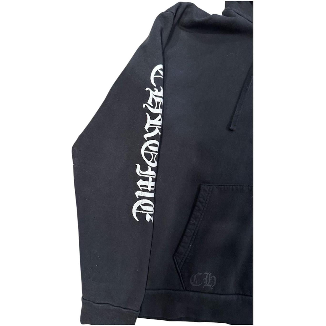 Chrome Hearts Letters Sleeve Fleece Zip Up Hoodie Black/White - Used