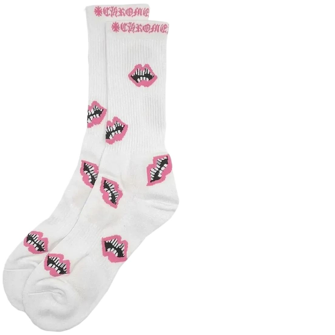 Chrome Hearts Matty Boy Chomper Socks White/Pink