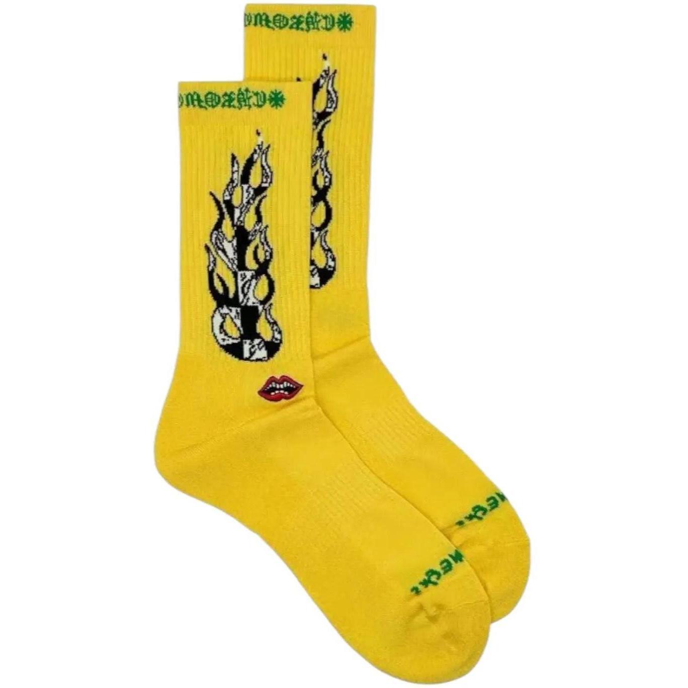 Chrome Hearts Matty Boy Flame Socks Yellow/Green