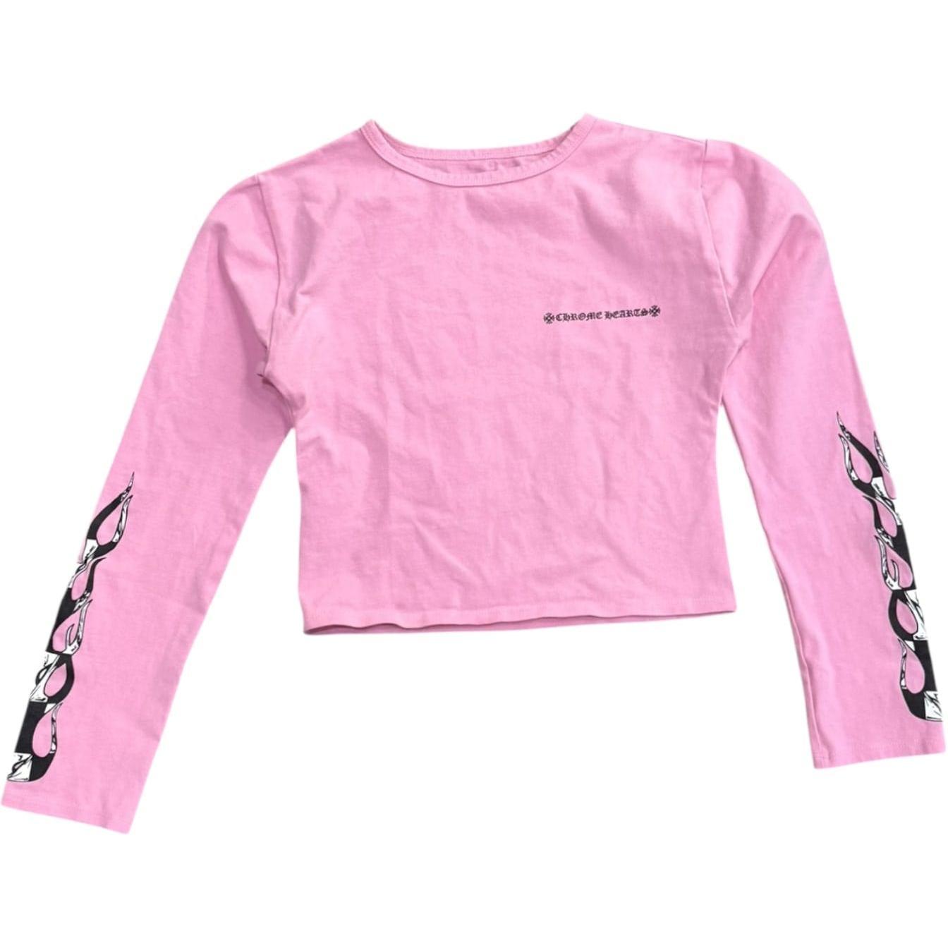 Chrome Hearts Matty Boy Pink Flame Women's Longsleeve Crop Top