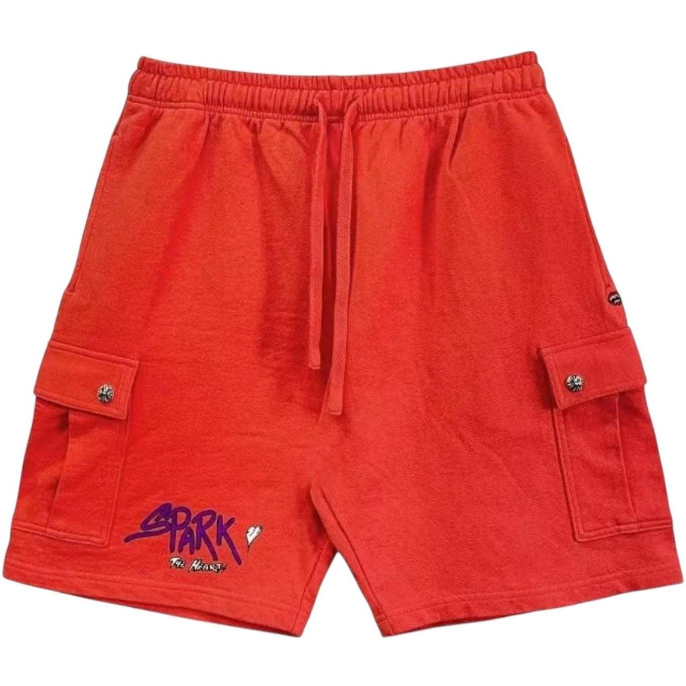 Chrome Hearts Matty Boy Sick Hearts Cargo Sweatshorts Red