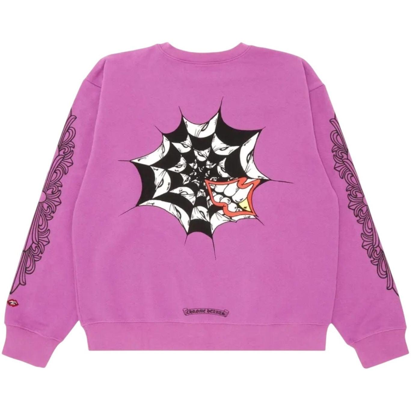 Chrome Hearts Matty Boy Spider Web Crewneck Sweatshirt Purple