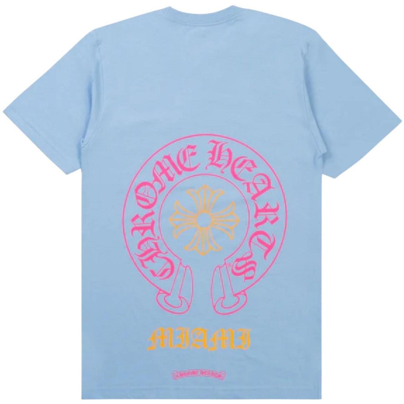 Chrome Hearts Miami Art Basel Horseshoe Logo T-Shirt Blue