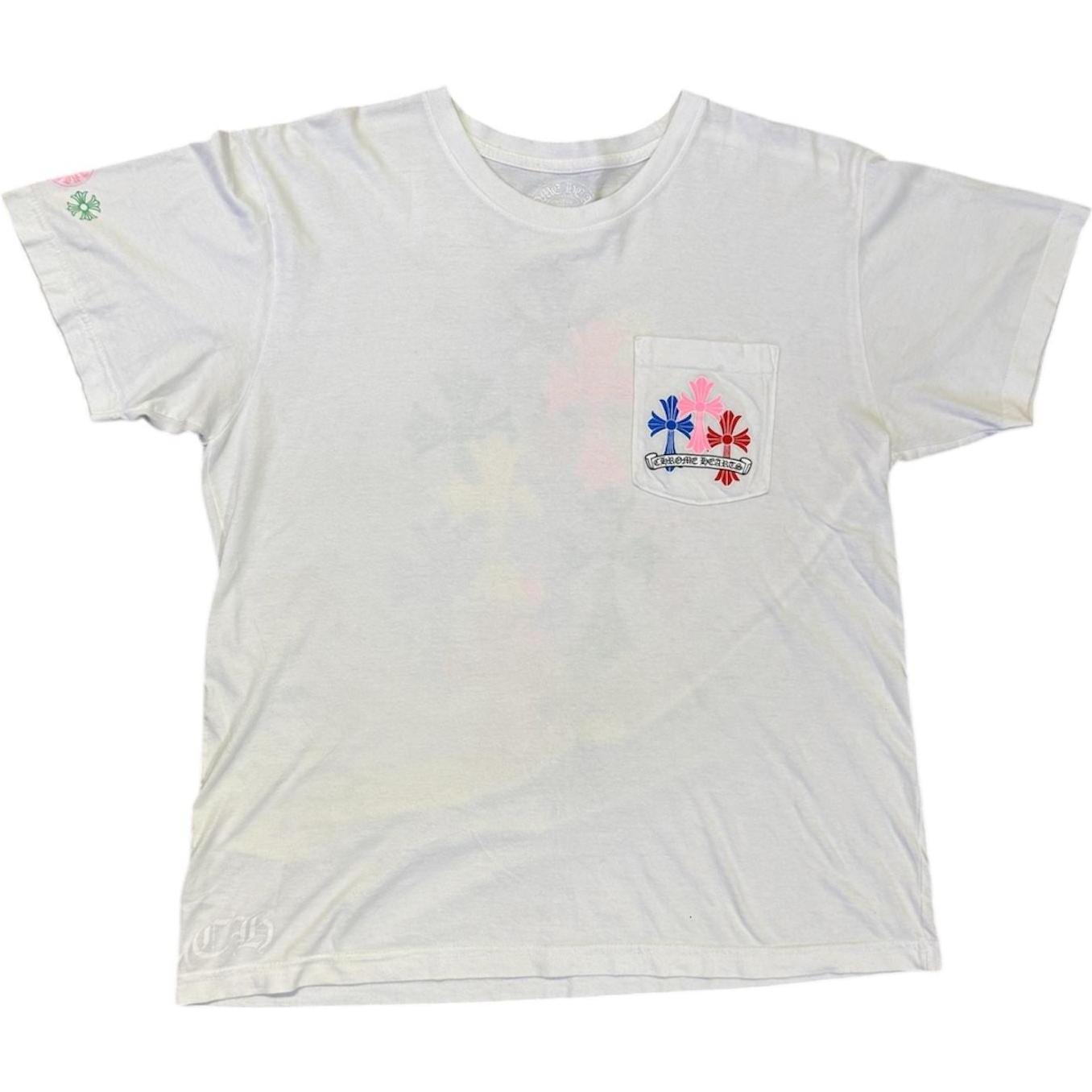 Chrome Hearts Multi Color Cross Cemetery T-shirt White - Lightly Used