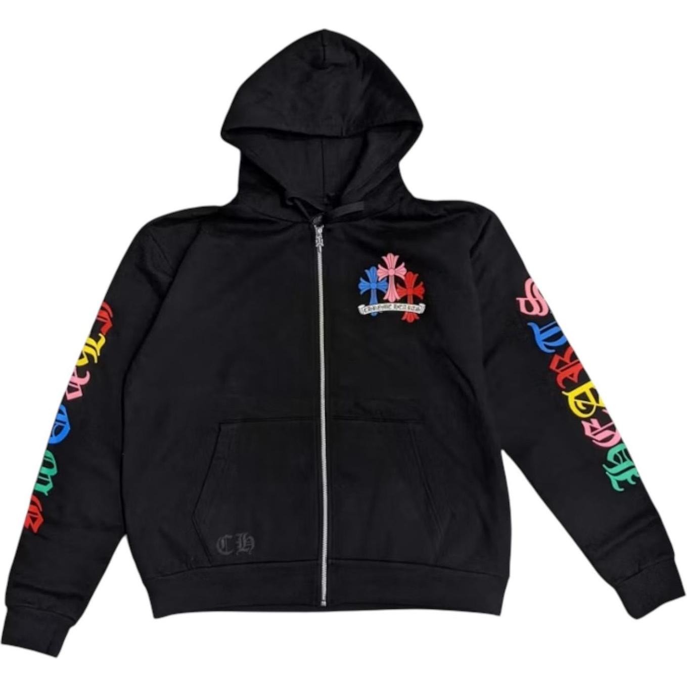 Chrome Hearts Multi Color Cross Cemetery Zip Up Hoodie Black