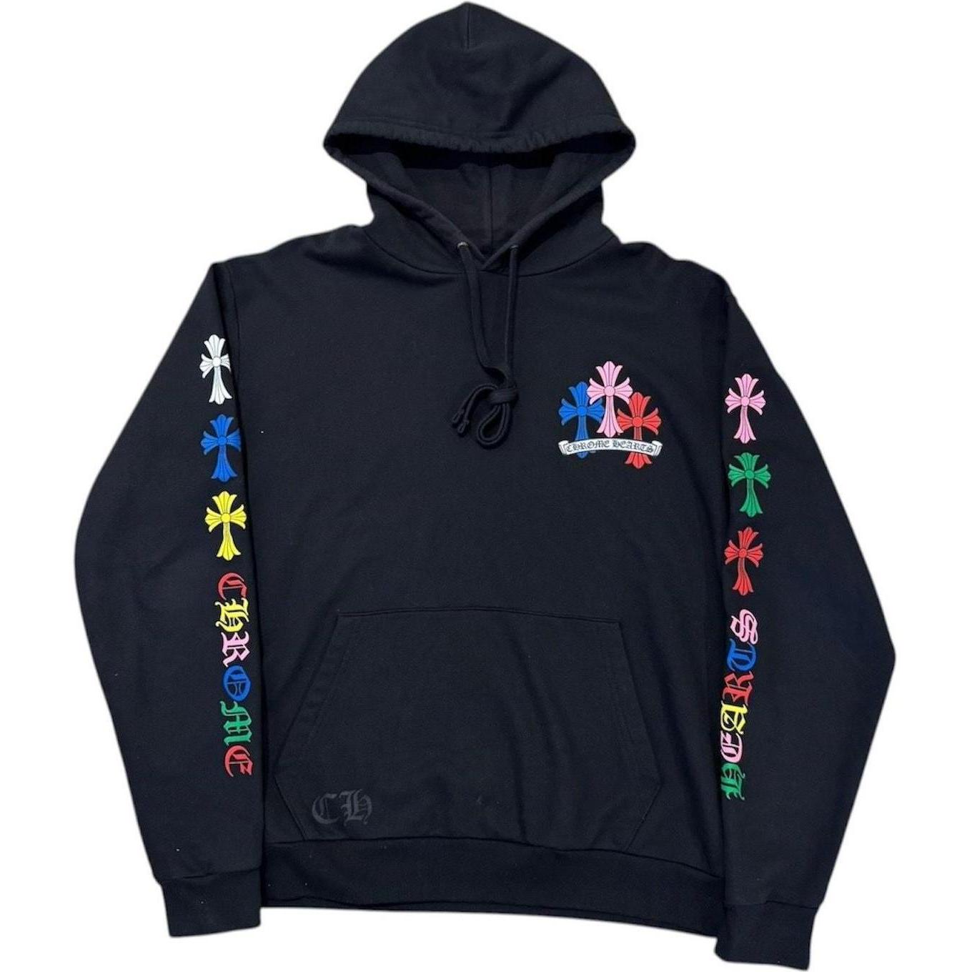 Chrome Hearts Multi Color Cross Hoodie Black - Like New