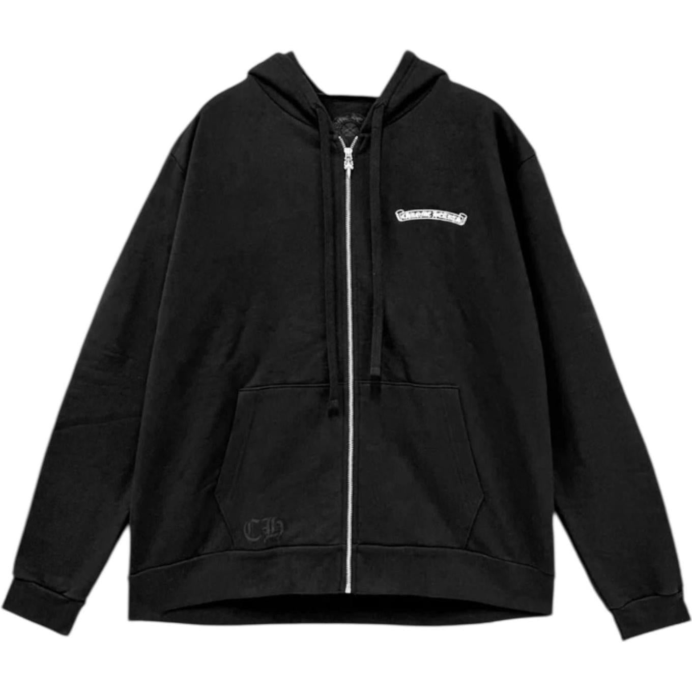 Chrome Hearts NYC Scroll Logo Zip Up Hoodie Black