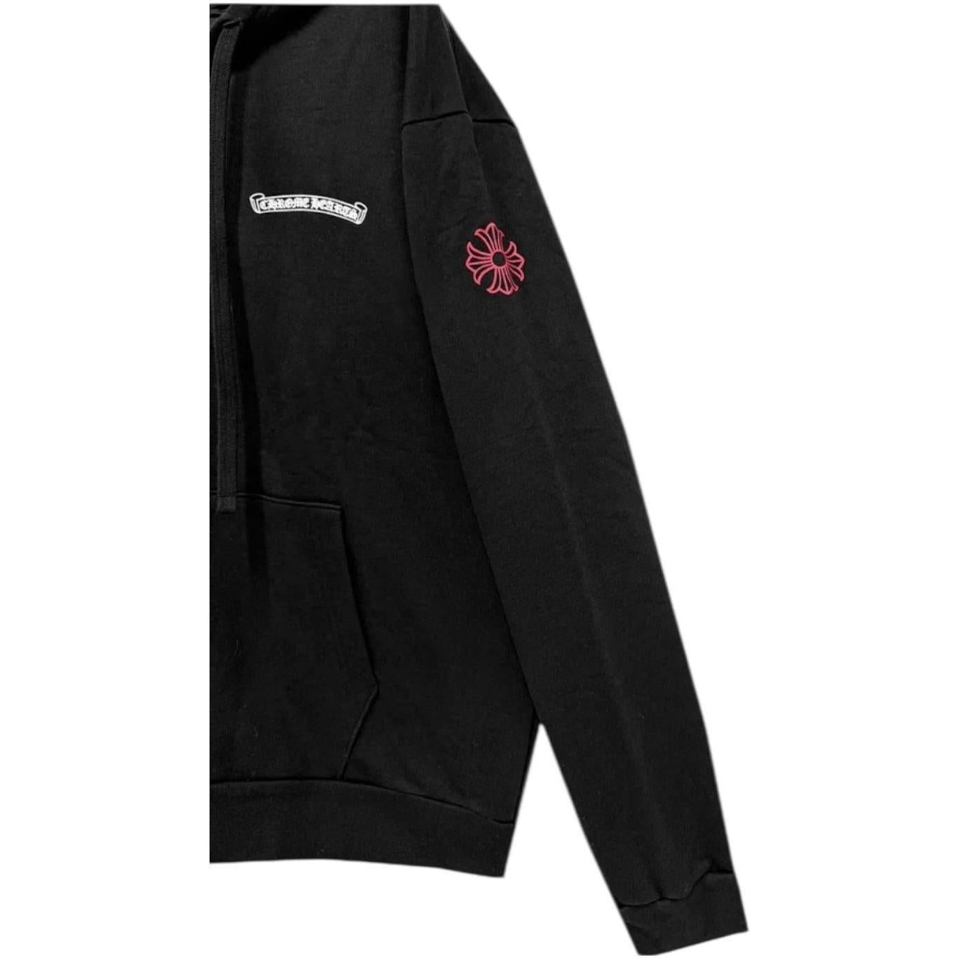 Chrome Hearts NYC Scroll Logo Zip Up Hoodie Black