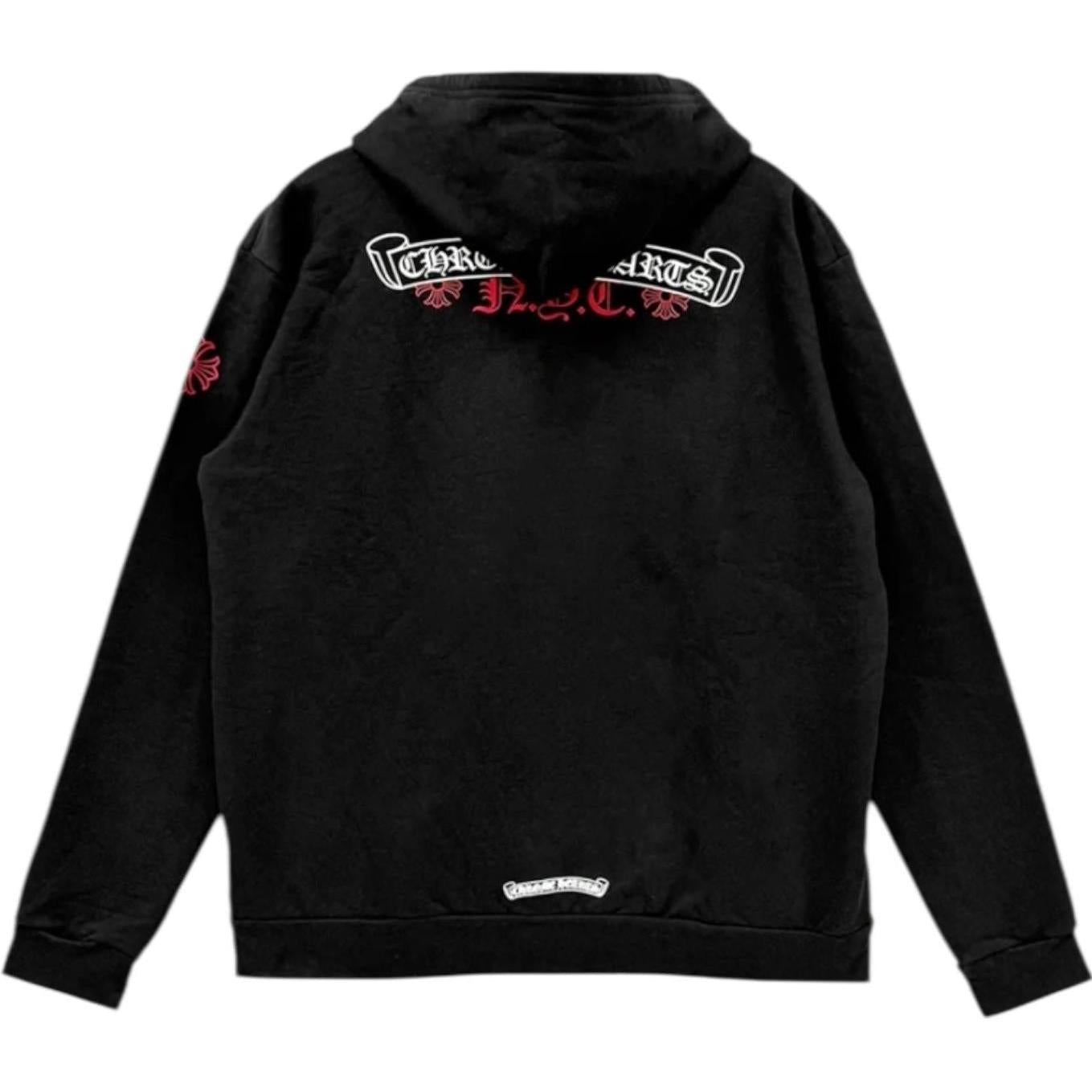 Chrome Hearts NYC Scroll Logo Zip Up Hoodie Black
