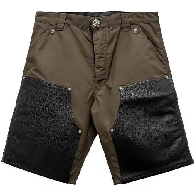 Chrome Hearts Nylon Double Knee Leather Carpenter Shorts Brown Pink Patch