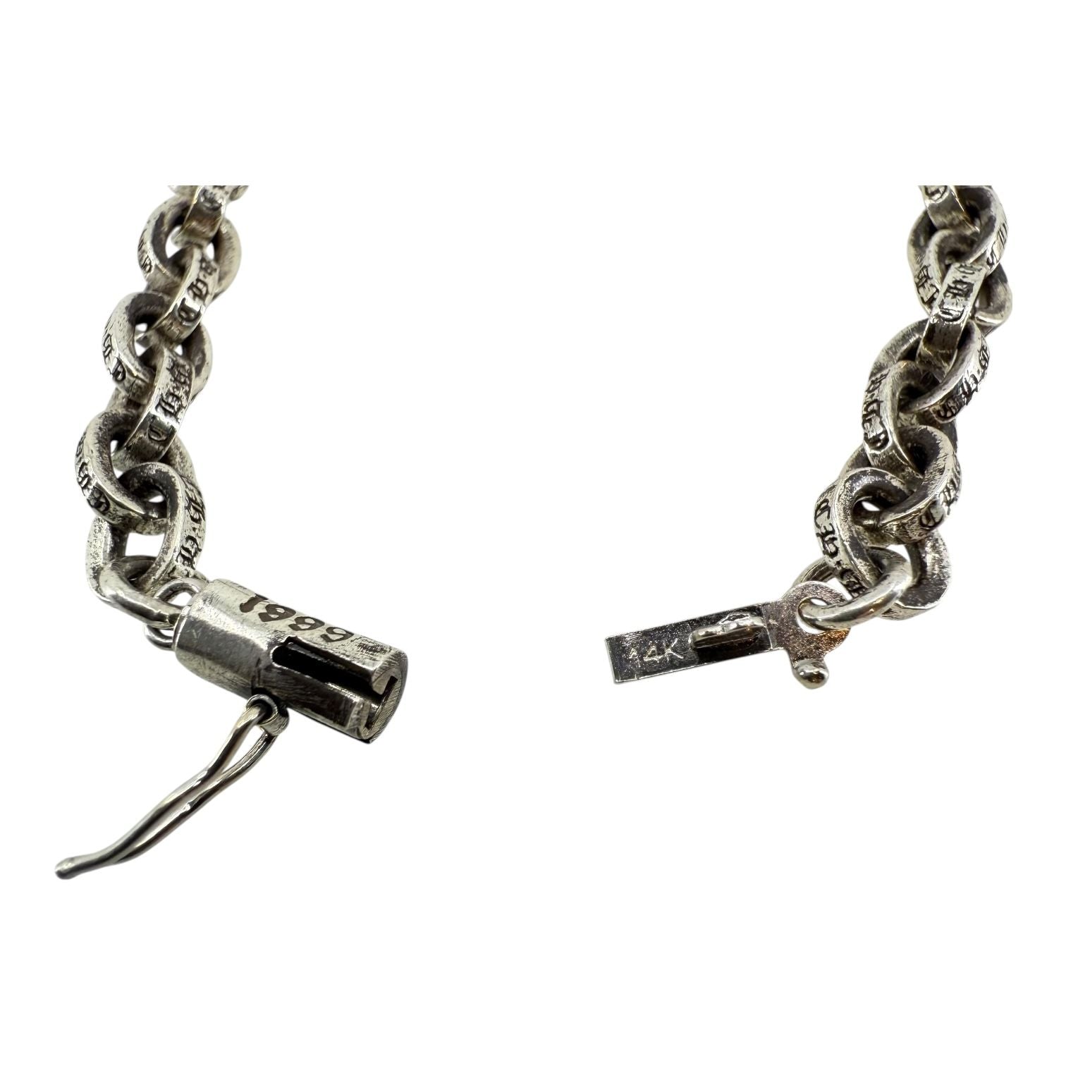 Chrome Hearts Paper Chain Silver Bracelet - 8 Inches