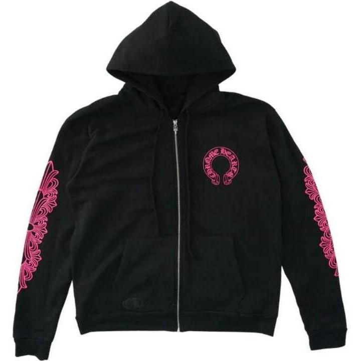 Chrome Hearts Pink Horseshoe Zip Up Hoodie