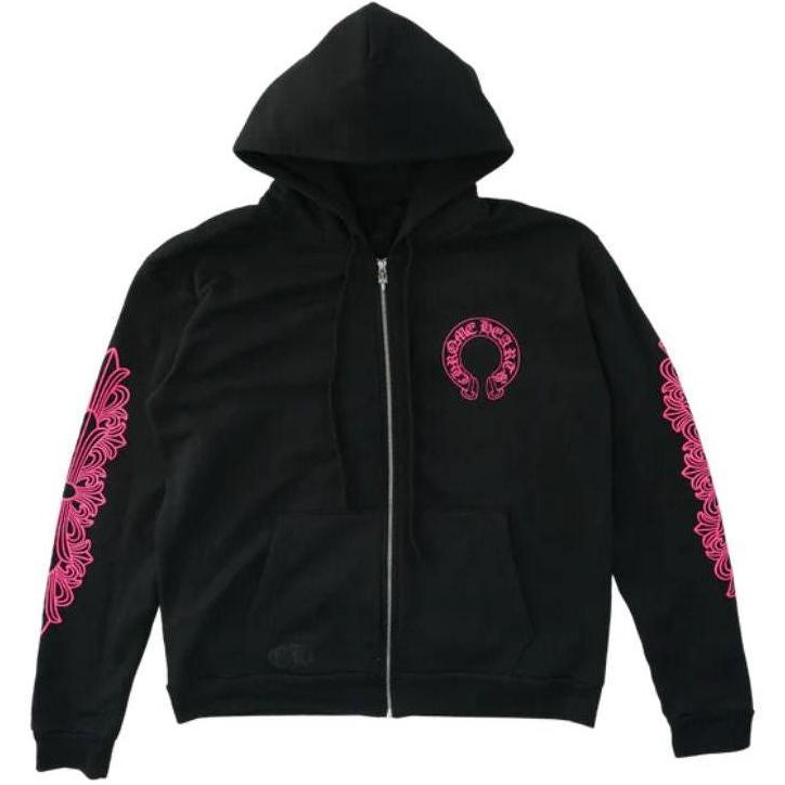 Chrome Hearts Pink Horseshoe Zip Up Hoodie