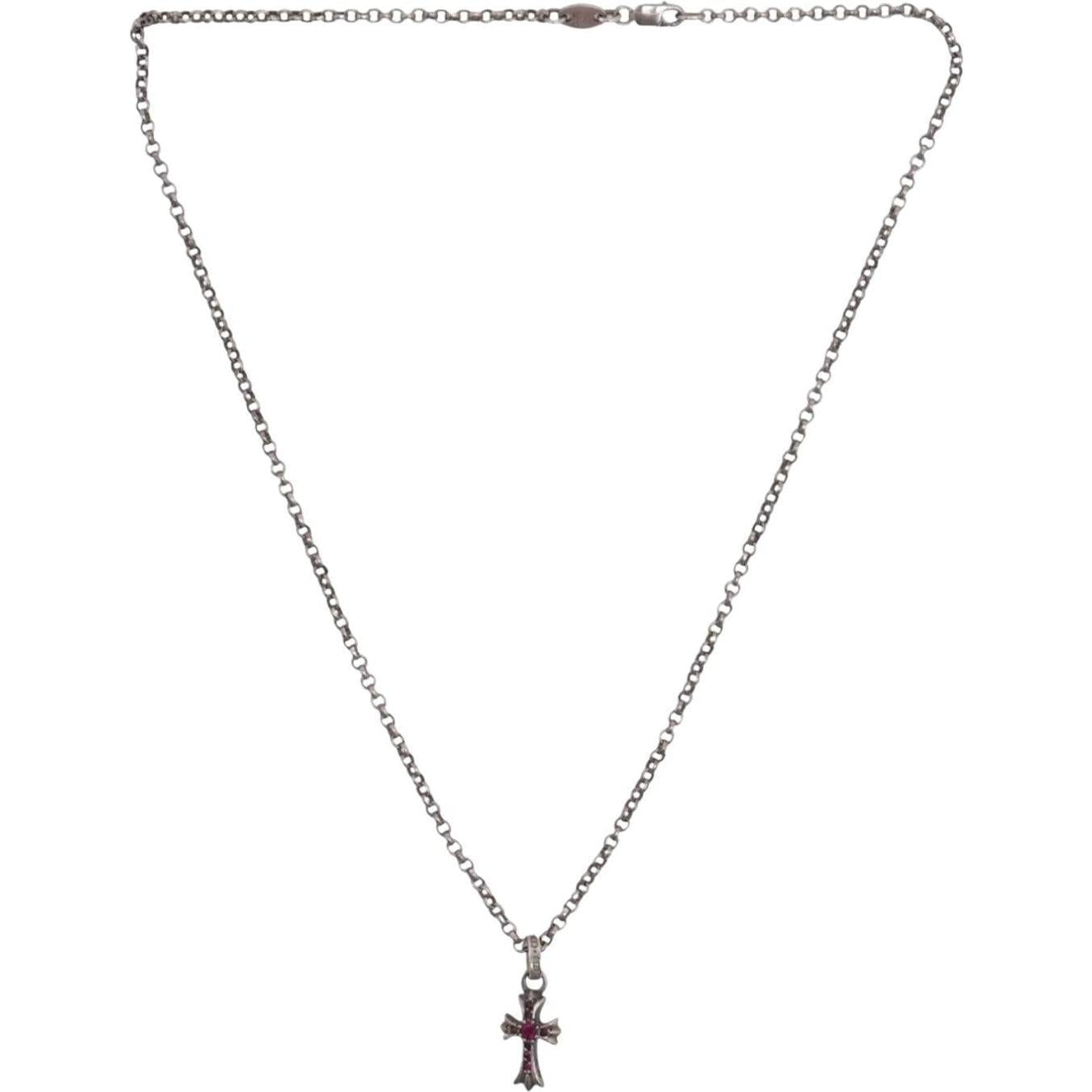 Chrome Hearts Pink Sapphire Pavé Baby Fat Charm & 20 Inch CH Roll Chain