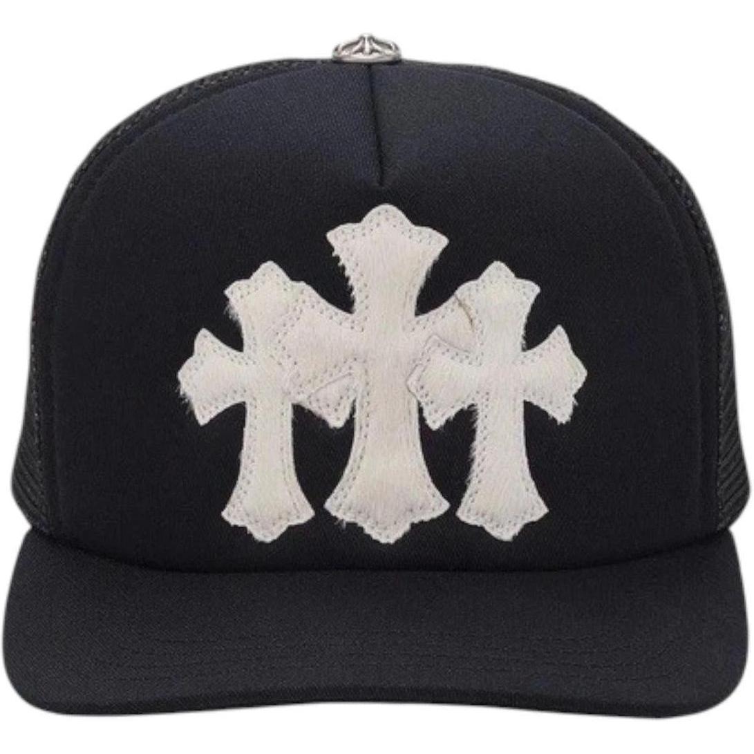 Chrome Hearts Pony Hair Cross Patch Trucker Hat Black