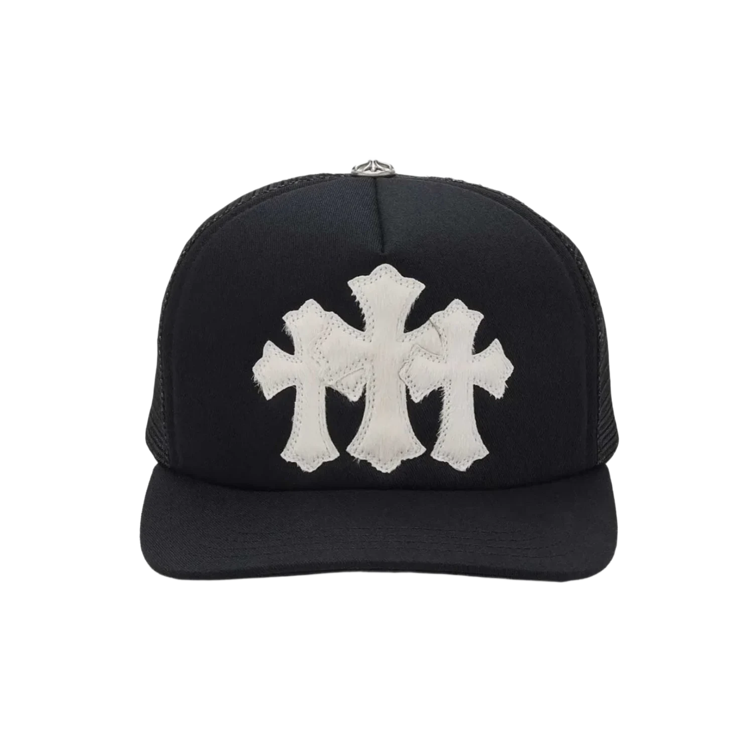 Chrome Hearts Pony Hair Cross Patch Trucker Hat Black
