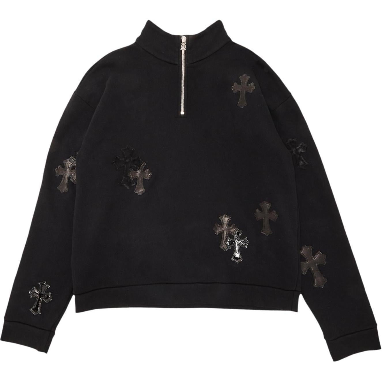 Chrome Hearts Ponyhair Cross Quarter Zip Black