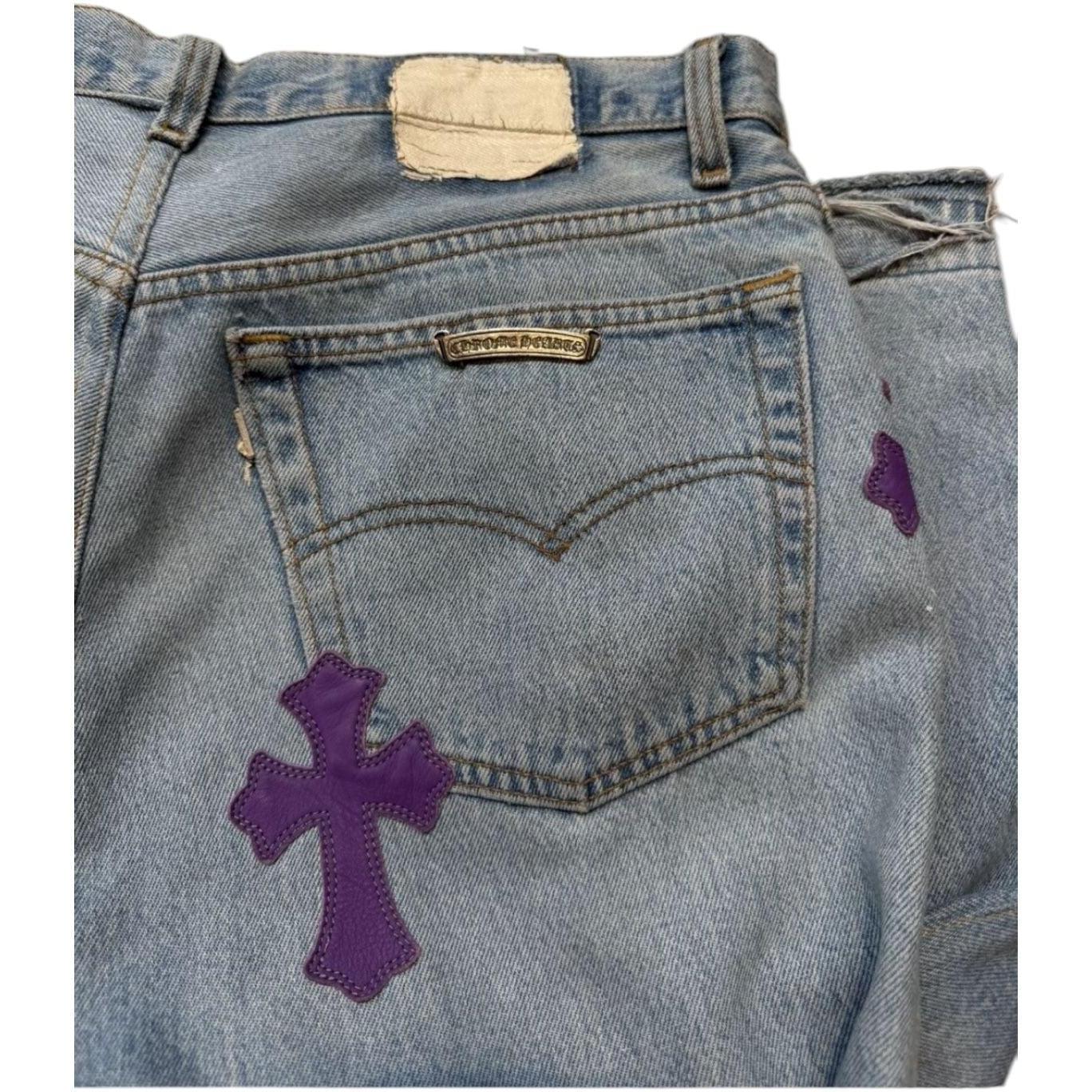 Chrome Hearts Purple Cross Patch Blue Levi’s Denim Jeans
