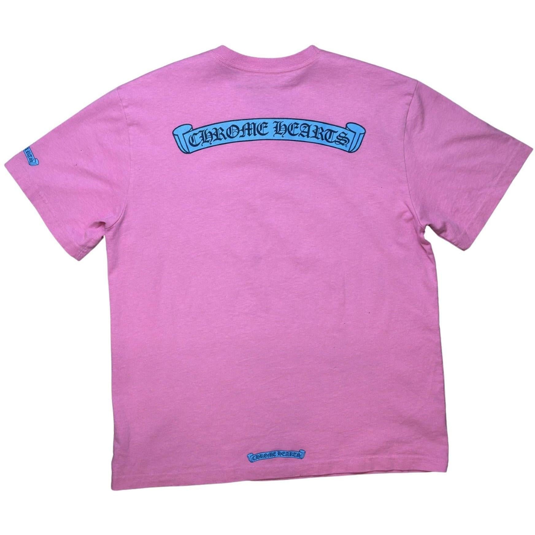 Chrome Hearts Scroll Logo Pink Blue T-Shirt - Like New