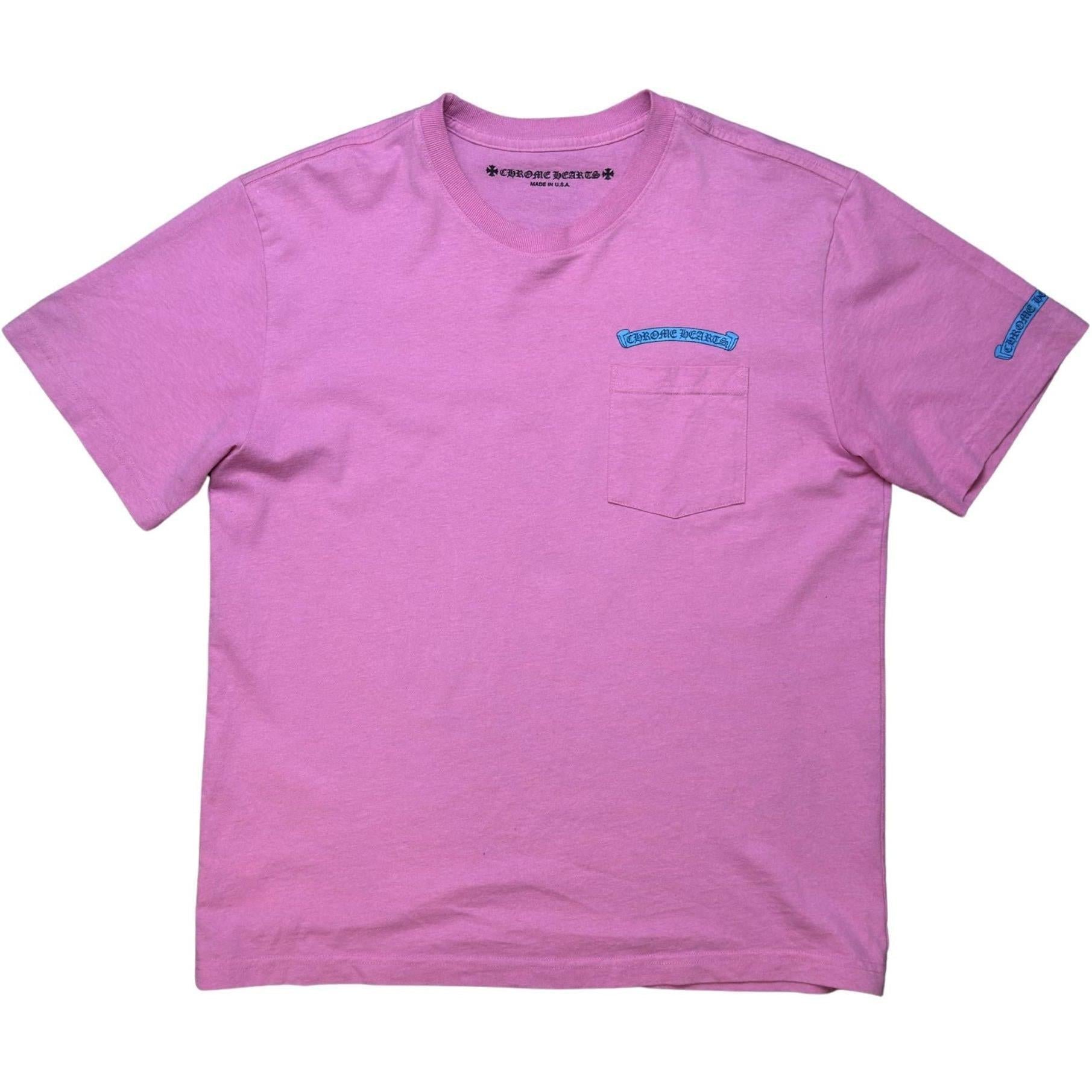Chrome Hearts Scroll Logo Pink Blue T-Shirt - Like New