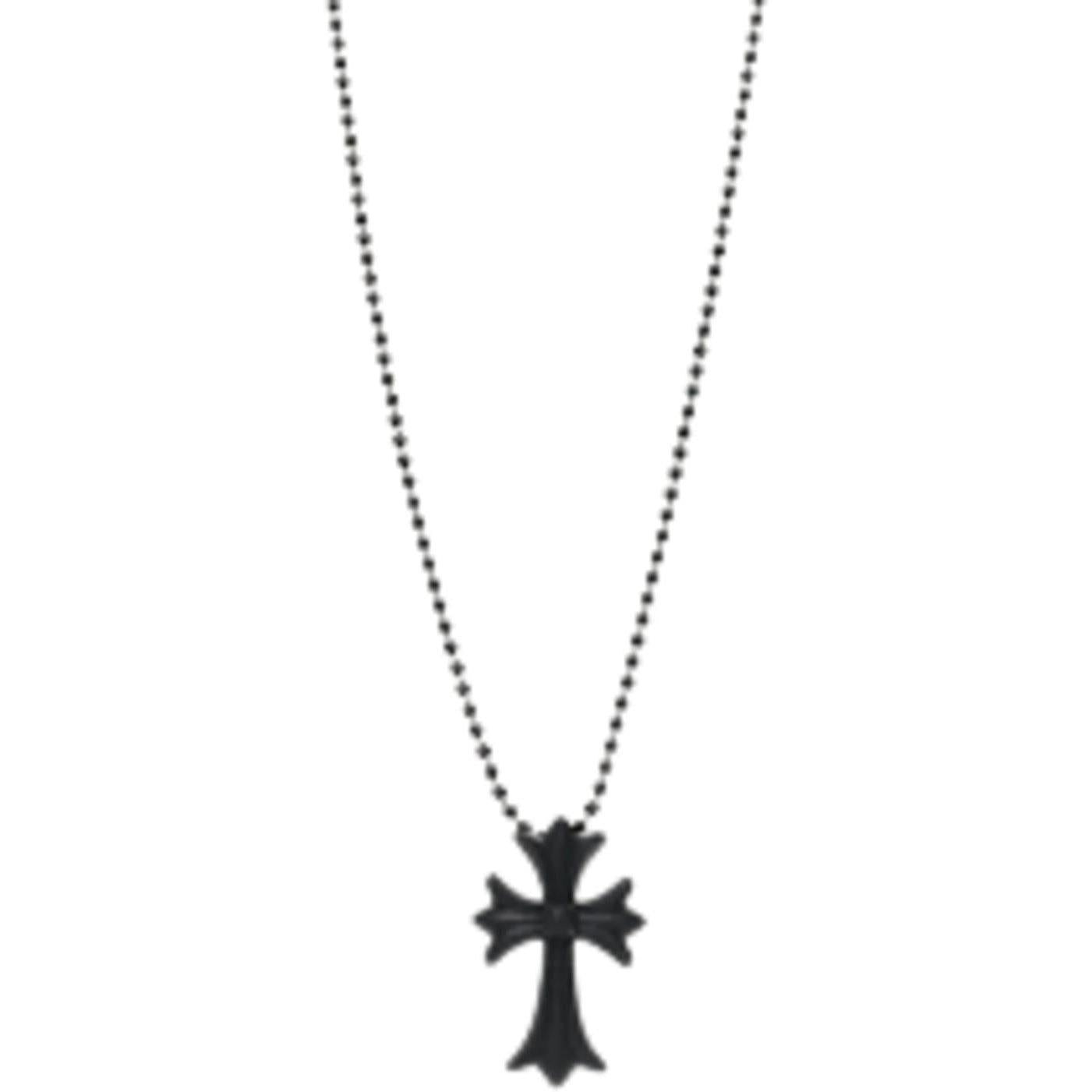 Chrome Hearts Silichrome Cross Silicon Necklace Black