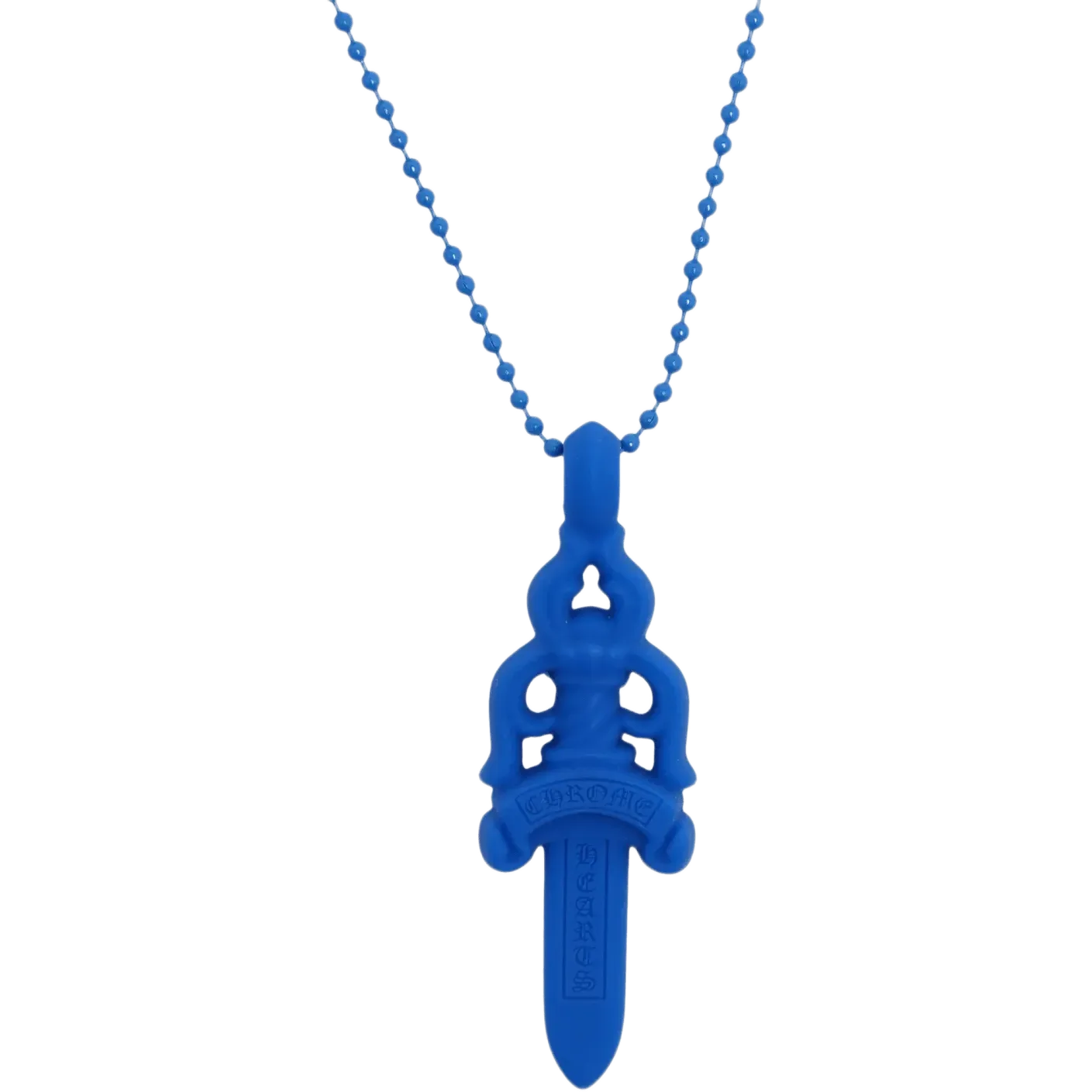 Chrome Hearts Silichrome Dagger Necklace Blue