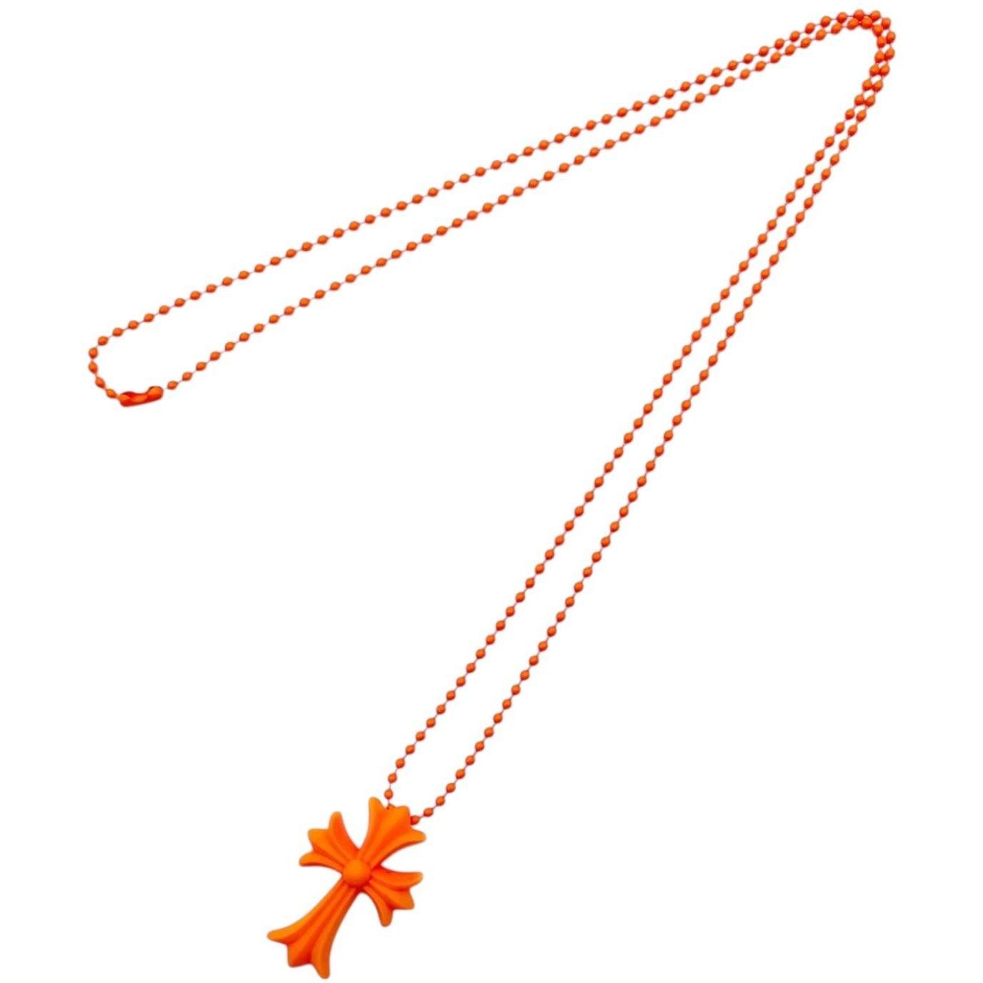 Chrome Hearts Silichrome Orange Cross Necklace