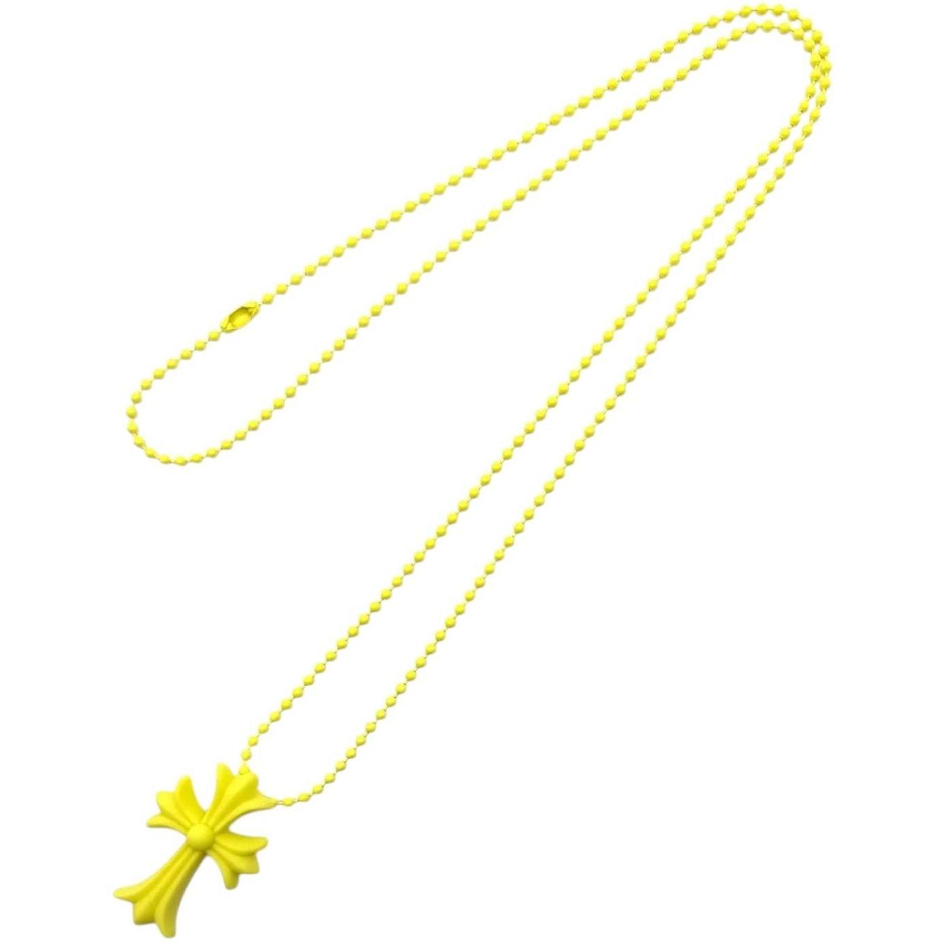 Chrome Hearts Silichrome Yellow Cross Necklace