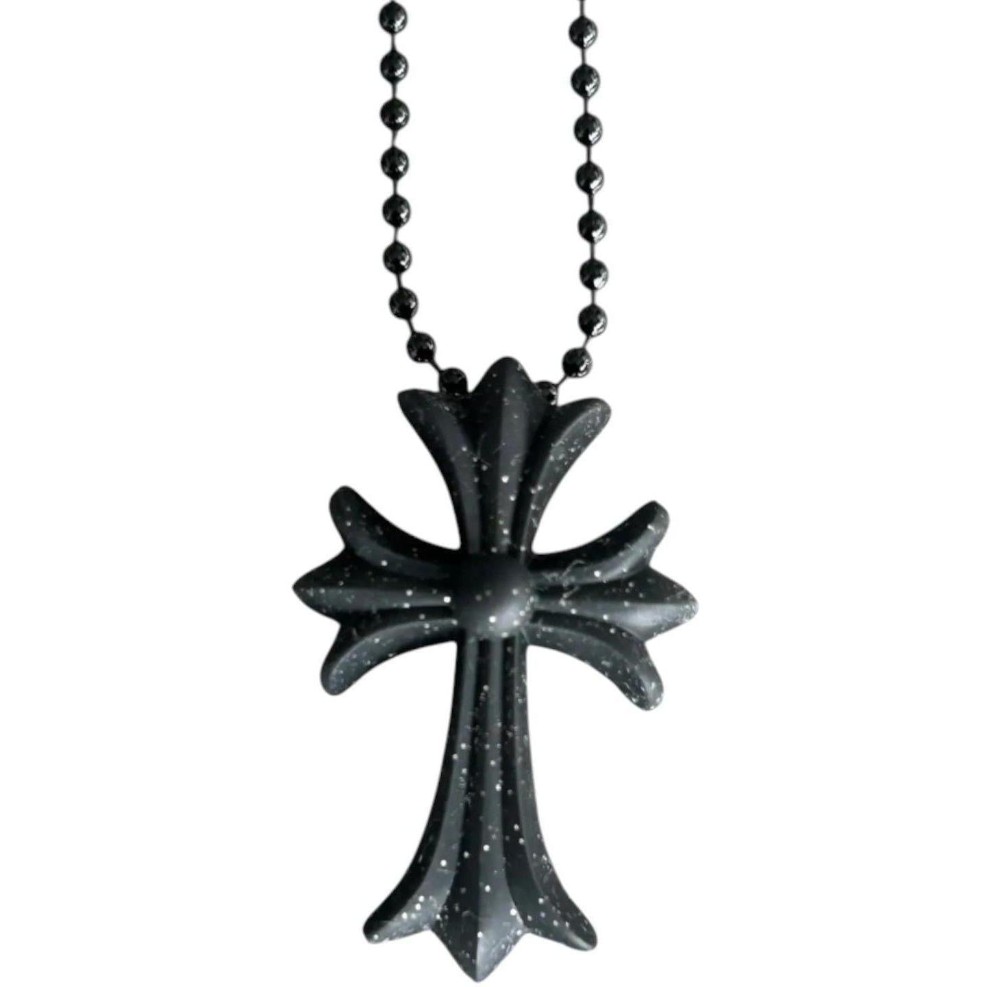 Chrome Hearts Silicone Cross Necklace Black White