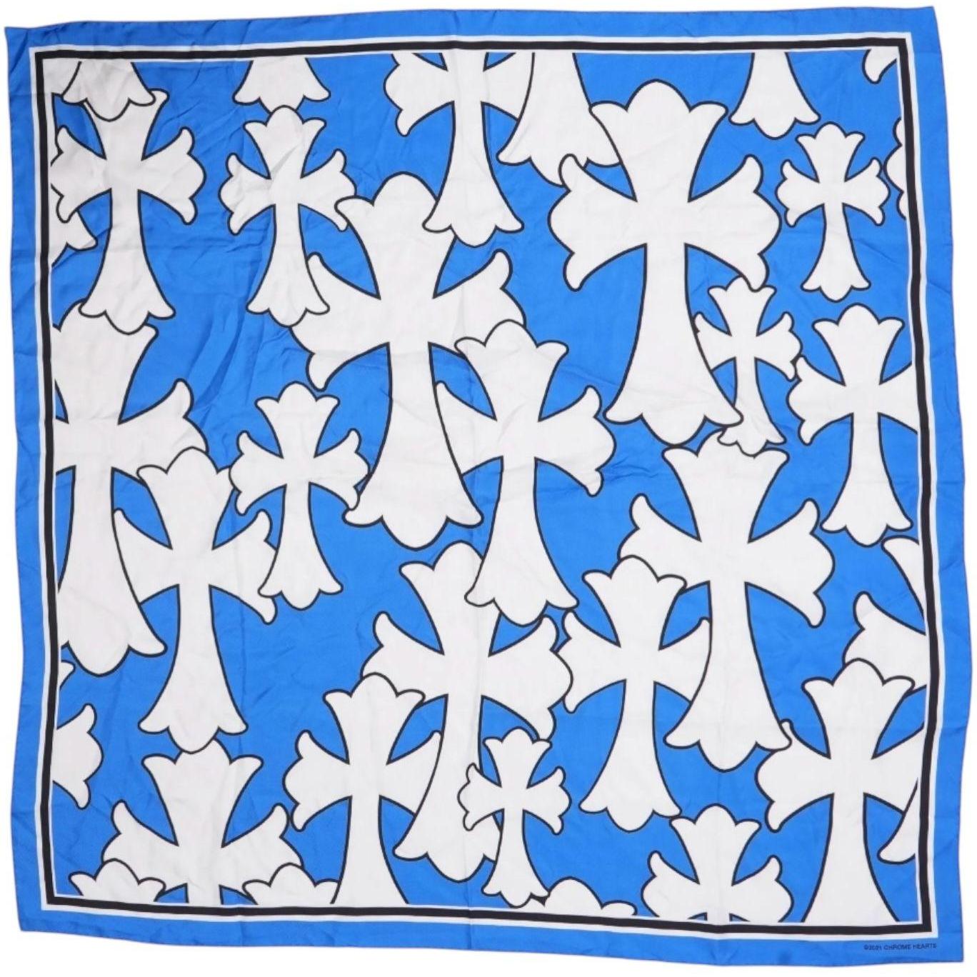 Chrome Hearts Silk Cross Scarf Blue