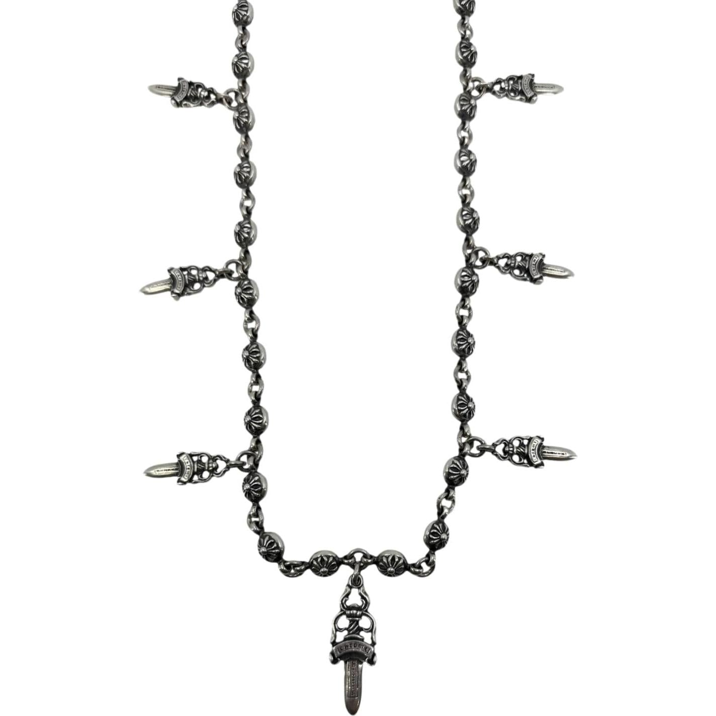 Chrome Hearts Silver Dagger Crossball Wallet Chain