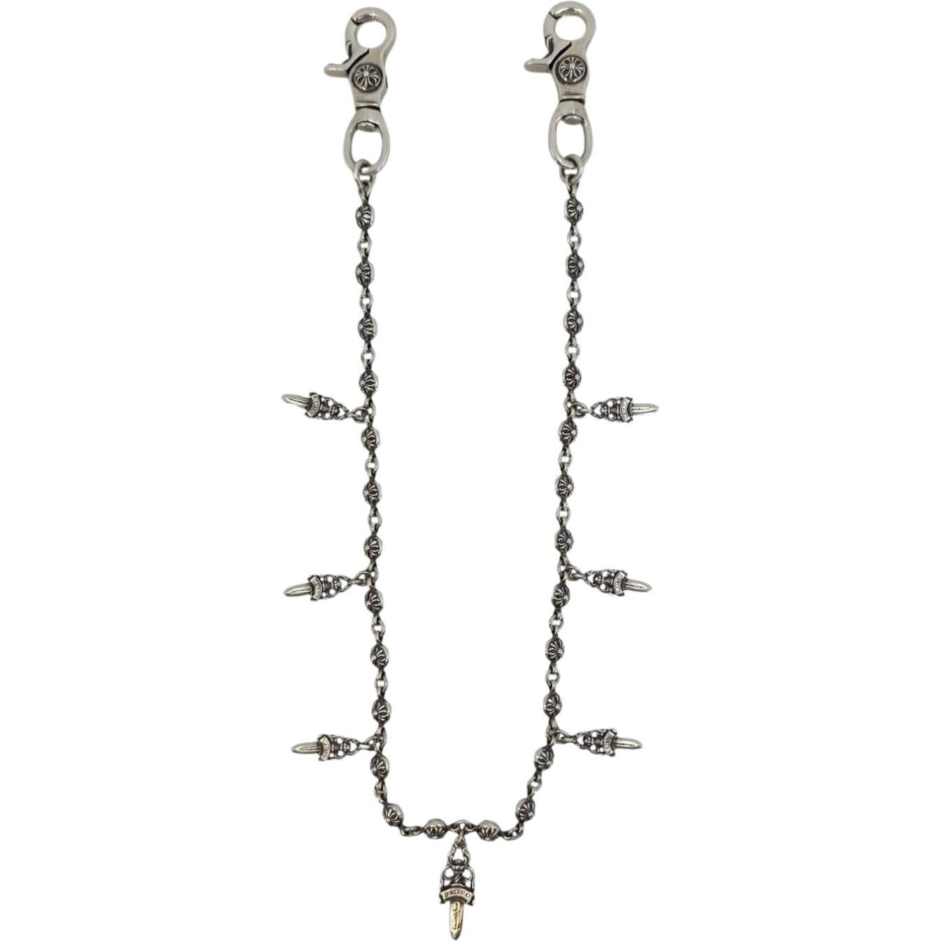 Chrome Hearts Silver Dagger Crossball Wallet Chain