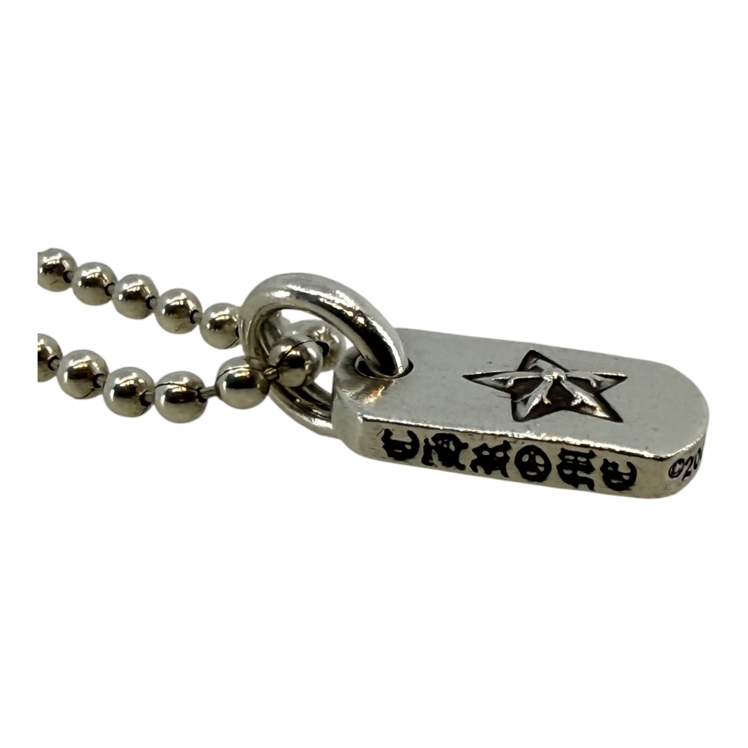 Chrome Hearts Silver Daggered Star Dog Tag Pendant + 18 Inch CH Ball Chain