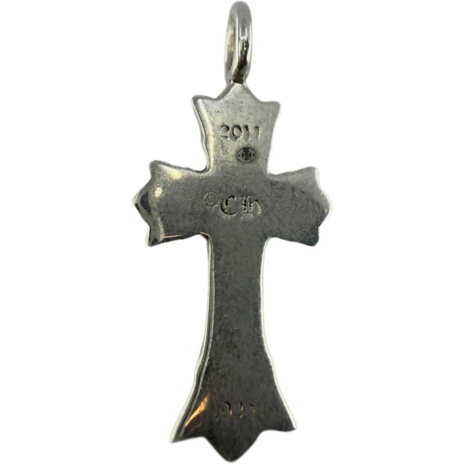 Chrome Hearts Silver Diamond Double Cross Pendant