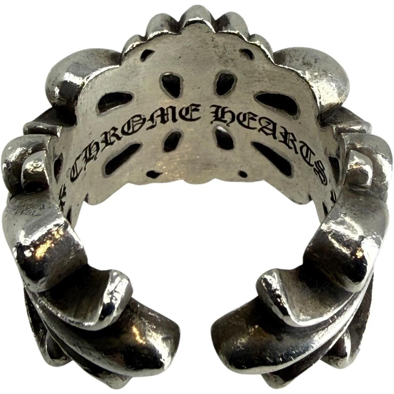 Chrome Hearts Silver Double Floral Ring - US Size 9.5