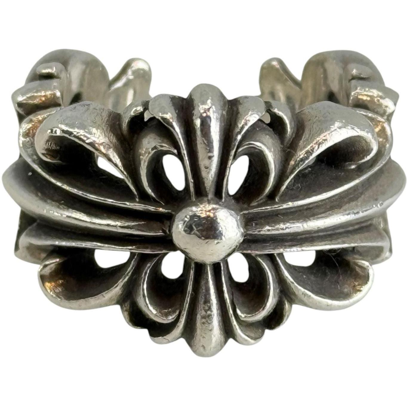 Chrome Hearts Silver Double Floral Ring - US Size 9.5
