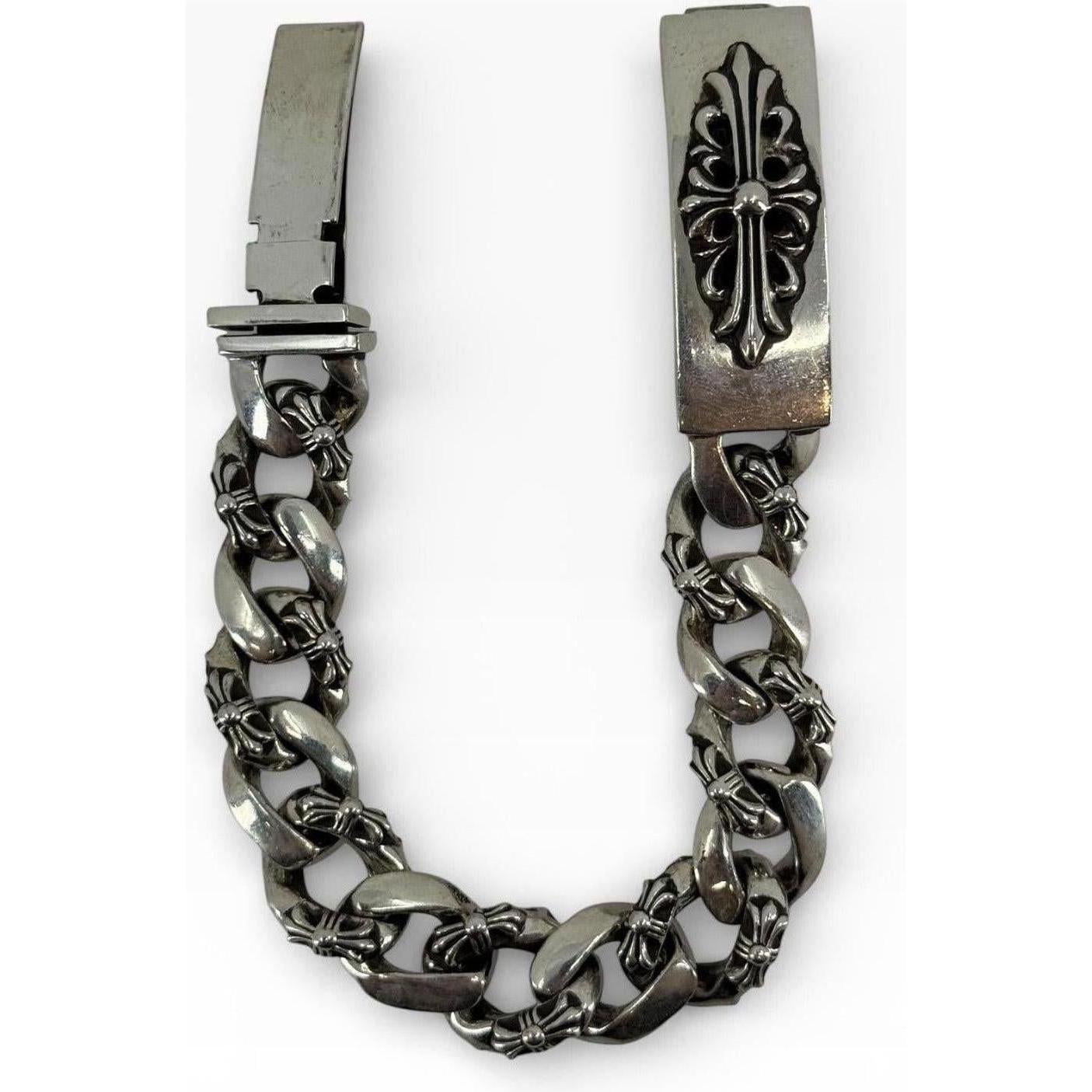 Chrome Hearts Silver Floral Cross Fancy Link Bracelet