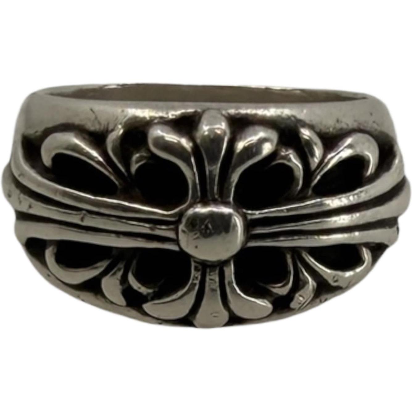 Chrome Hearts Silver Floral Cross Ring - US Size 10